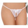 Softline String ficelle blanc avec noeud - Ouvert sur l'entrejambe
